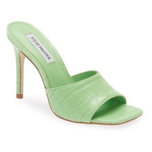 Steve Madden Signal Green Croco Square Open Toe Mule